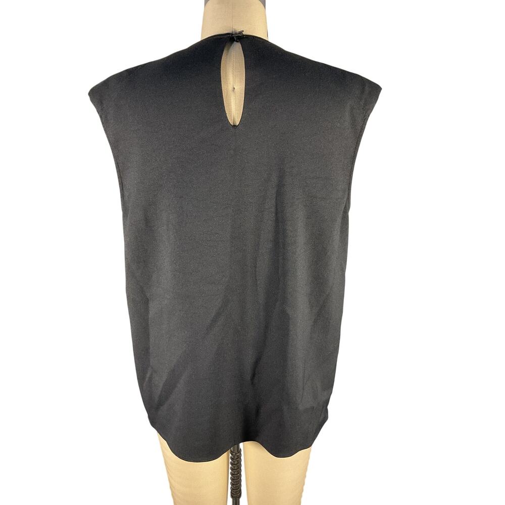 Tibi Structured Black Chalky Drape Padded Shoulder Sleeveless Top Size M - Picture 3 of 5